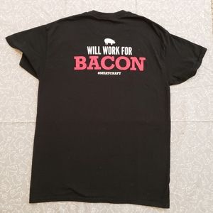 Arby's "will work for bacon" unisex plain black tee